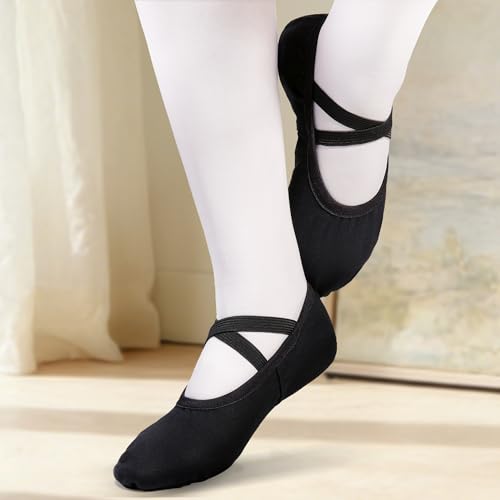 Ballet Shoes for Women - Split Sole Dance Shoes, 7.5 Women/6.5 Men - Black