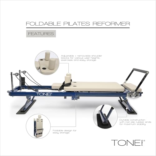 Foldable Pilates Reformer - Portable Home Workout Equipment with Adjustable Resistance Bands
