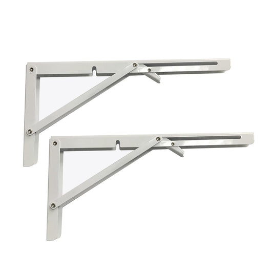 White Folding Shelf Brackets Max. Load 220 lb, Heavy Duty DIY Wall Mounted Shelf Bracket Space Saving for Table Work Bench (6 INCH-2PCS)
