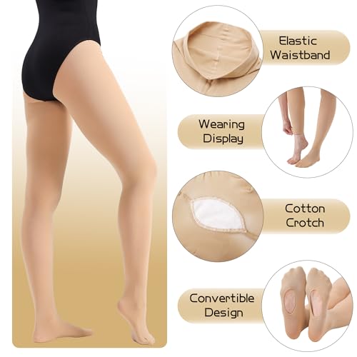 Convertible Ballet Tights for Women - 80D Semi Opaque - Large/X-Large White