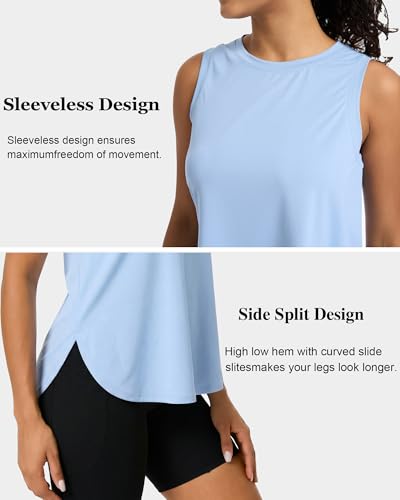 NebuKinex Women's Sleeveless Workout Tank Tops 4-Pack - Black, Grey, White, Blue, Medium