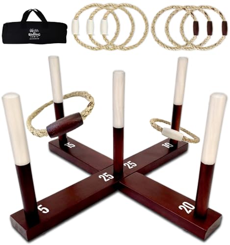 Rustic Ring Toss Game - All Weather - Standard Edition with 15+ Games Included