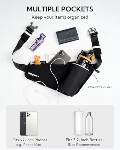 Hydration Running Belt with Water Bottle Holder - Adjustable Fanny Pack
