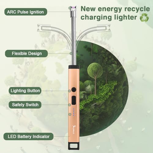Rechargeable Electric Arc Candle Lighter - Windproof Plasma - Peach Fuzz