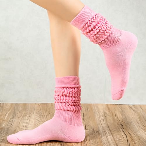 Women's Slouch Scrunch Knit Crew Socks - 5-Pack Cotton Blend - Navy