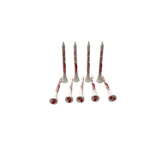 Hot Tees Golf Tee Set, 2.75 inch Gloss White Bamboo Tees with Red Hot Pepper Cup and Screaming Pepper Side Design, Set of 50.