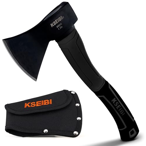 KSEIBI 14-Inch Wood Hatchet, Black, Small Outdoor Camp Axe 274151