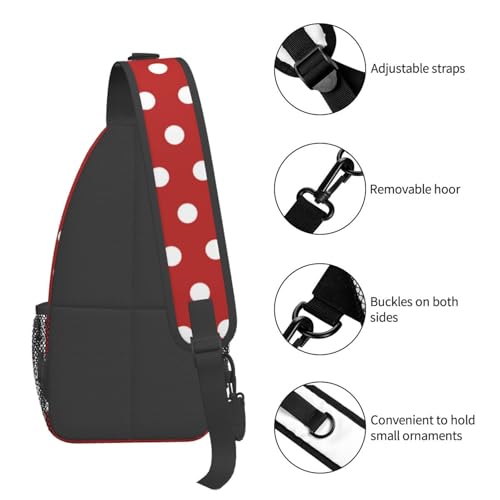 QISENTIS Red White Polka Dot Crossbody Sling Bag for Women & Men