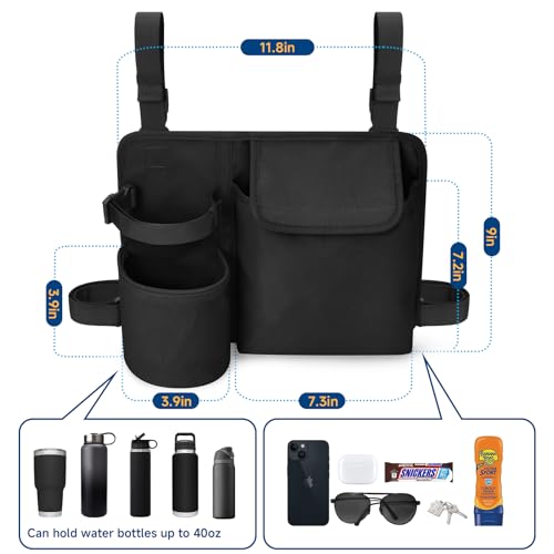 Xxerciz Black Chair Cup Holder & Phone Holder for Camping Chairs - Easy Attach Self-Adhesive Straps