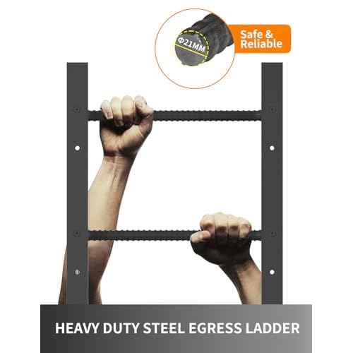 3-Rung Window Well Ladder, Heavy Duty Steel Basement Egress Ladder, Fire Escape Ladder for Emergency Home Safety(34.2" Lx17.9 W, Straight, Matte Black)
