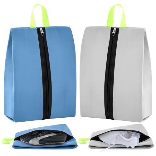 Vincreem 2 Pack Smell Proof Shoe Bags for Travel - Gray & Blue, Waterproof & Odor Control