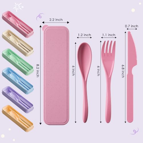 Travel Utensils Set - 6 Multicolor Sets with Case