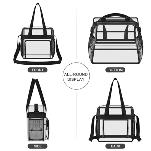 Clear Tote Bag - Stadium Approved Transparent Crossbody - Black