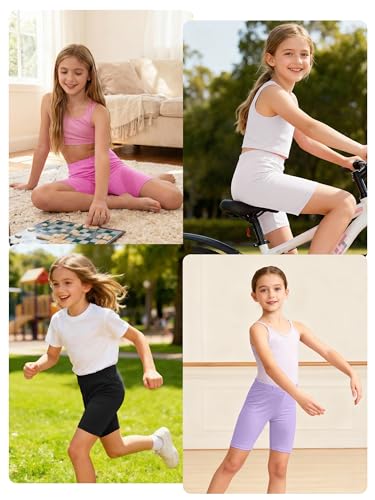 Toddler Girls Biker Shorts - Solid Bike & Dance Safety Shorts - 11-12 Years - Black, White, Mint, Light Purple, Rose, Light Yellow
