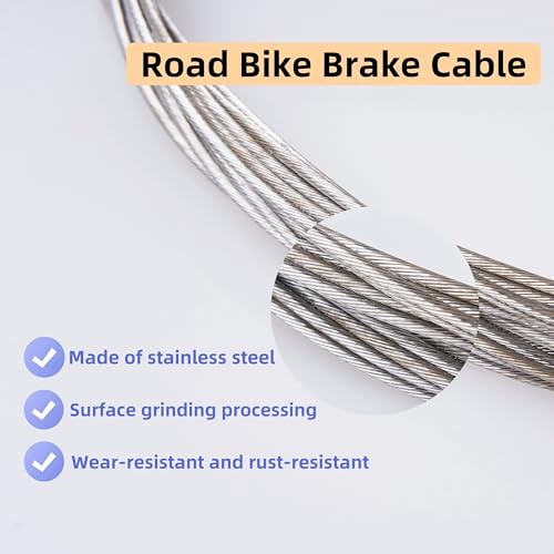 Road Bike Brake Cables - 4 Pcs Stainless Steel Inner Line Kit (1.7M)