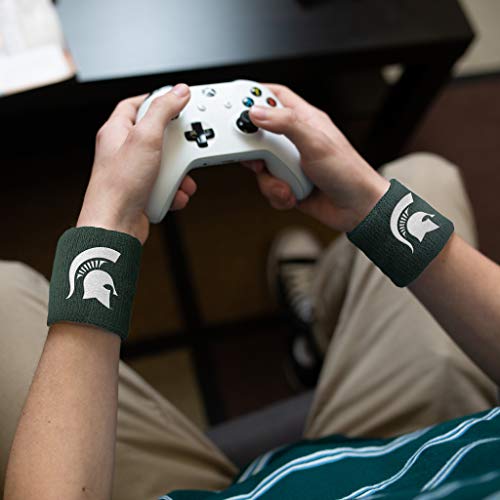 College Athletic Wrist Sweatbands Pair - Moisture-Wicking Cotton for Basketball, Tennis, Football