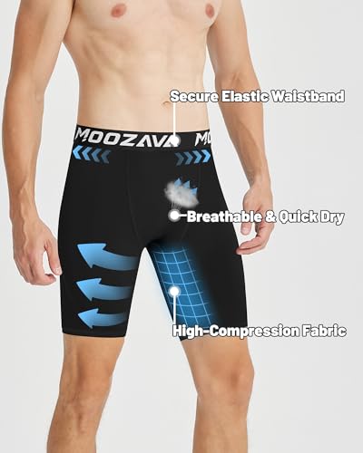 Men's Compression Shorts - Spandex Athletic Underwear - Large, Black