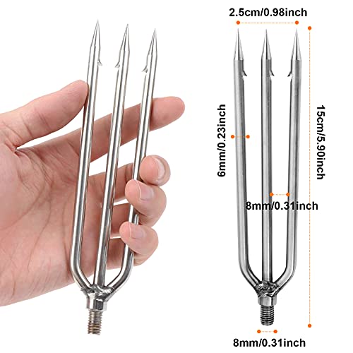 3-Prong Fishing Harpoon Spear - Stainless Steel Gig with Aluminum Rod