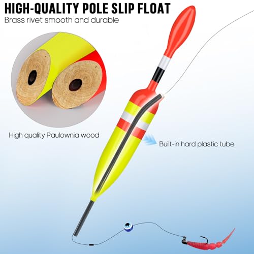 THKFISH Black-Mixed Fishing Bobbers and Floats - Slip Bobbers for Casting & Sensitivity