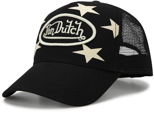 Von Dutch Unisex Americana Star Trucker Hat - Mesh Back, Snap-Back, One Size, Black Star