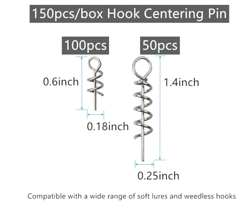 Fishing Twist Lock Hook Centering Pin Spring - 150pcs (0.6in & 1.4in)