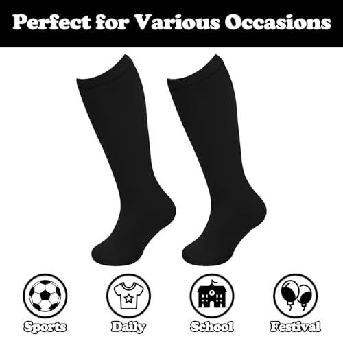 Youth Soccer & Baseball Socks - Kids Athletic Team Sports - 3-6 Years, Black