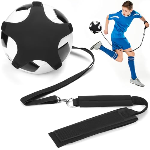TOBWOLF Soccer Kick Trainer with Black Wrist Belt - Solo Football Practice Aid for Size 3-5 Balls