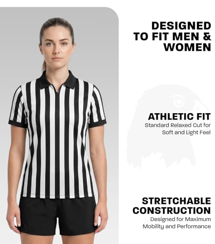 Athletic Fit Referee Shirt for Men - Quarter Zipper, X-Large