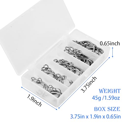 Inline Circle Hooks Kit - 50 Pieces High Carbon Steel for Freshwater & Saltwater