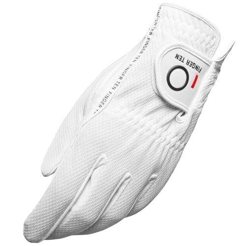 Men’s Golf Glove - Rain Grip for Left Handed Golfers - White M/Large