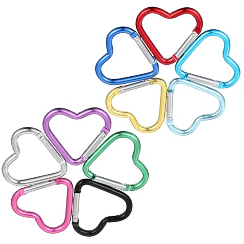 10-Pack Heart Shaped Carabiner Keychain Clips - Cute & Durable
