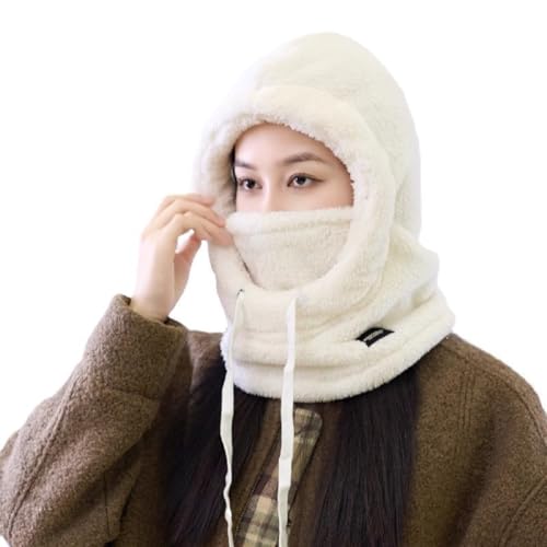 Windproof Fleece Balaclava Winter Face Mask - White One Size