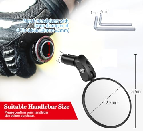 HD Convex Bicycle Rearview Mirror - Adjustable 360° Handlebar Mount - 1pcs
