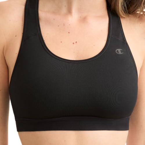Champion Women's Medium Black High-Impact Sports Bra with Moisture-Wicking Fabric