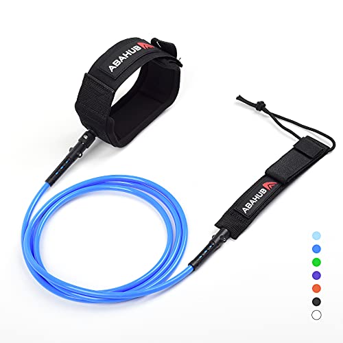 Abahub 8ft Surfboard Leash with Blue 7mm TPU Cord & Secure Ankle Cuff