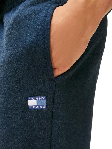 Tommy Jeans Men's Dark Night Navy Heather Casual Jogger Sweatpants with Embroidered Flag Logo
