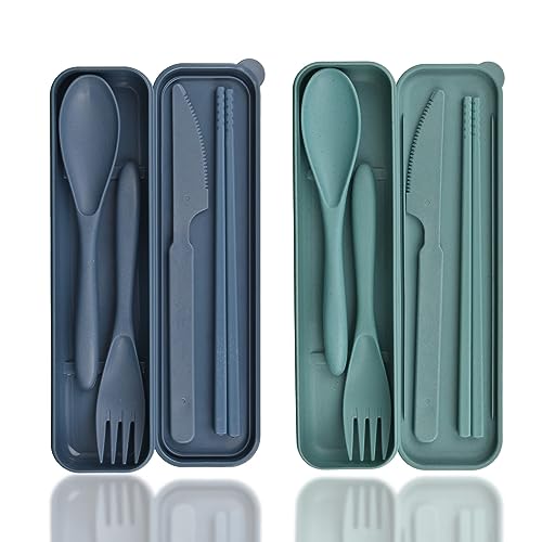 Reusable Travel Cutlery Set with Case - 2 Sets of Utensils