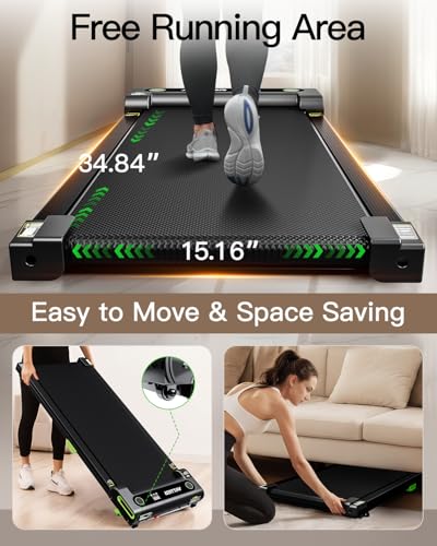 Incline Walking Pad Treadmill - Gloss Black, 2.5 HP, Remote Control