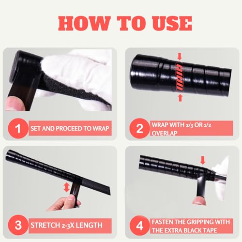 Autrends Black Golf Grip Wrapping Tape 59 Inch, Easy Replacing & Custom Fit