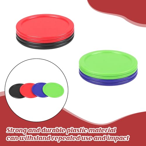 Air Hockey Pucks Set - 8 Durable 2.5 Inch Pucks in Black, Red, Green, Blue