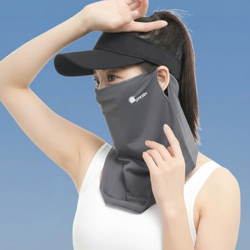 Cooling Sun Protection Scarf & Face Mask for Women - Dark Grey