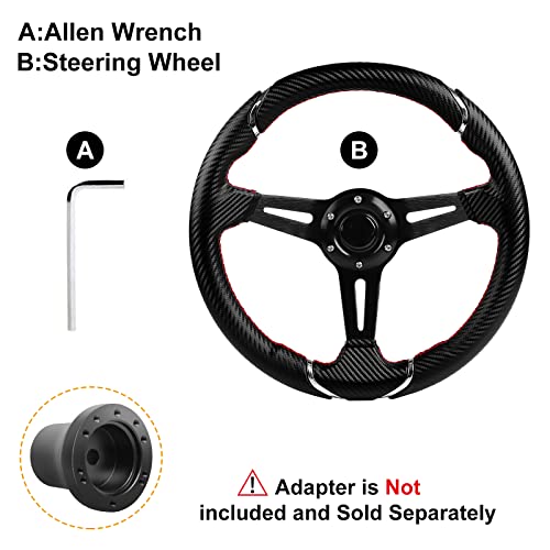 13.7 Inch Deep Dish Golf Cart Steering Wheel Compatible with EZGO, Club Car, Yamaha
