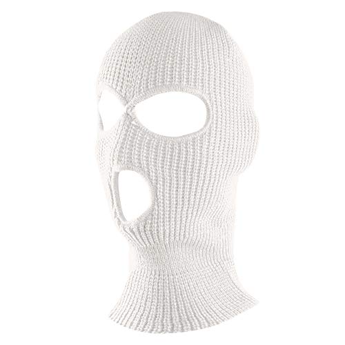 Thermal Knit Ski Mask - Full Face Cover - One Size - White
