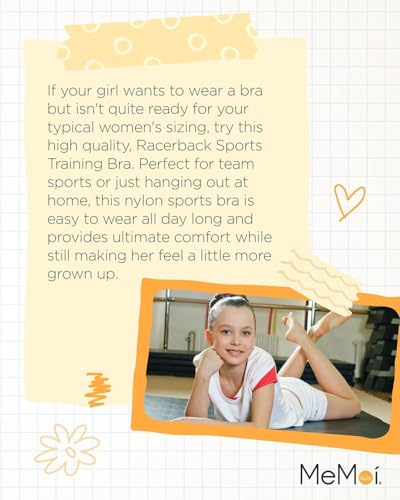 MeMoi Girls Sports Bra 2-Pack M-12 Light Gray Heather Teen Training Bras