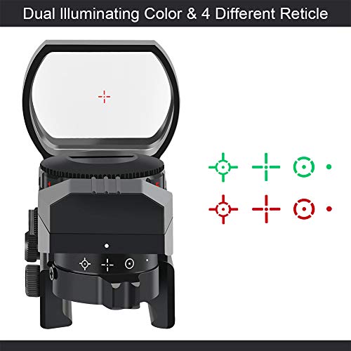 Adjustable Reflex Sight with 4 Reticle Styles - Red & Green
