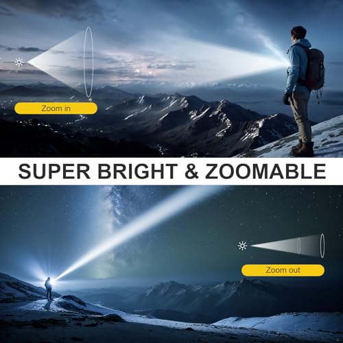 WdtPro 2 Pack Flashlights Rechargeable, Bright Mini LED Pocket Flash Lights with Clip, Zoomable, Dual Switch, 5 Modes, Waterproof Flashlight for Camping Outdoor Home Emergency (Battery Included)