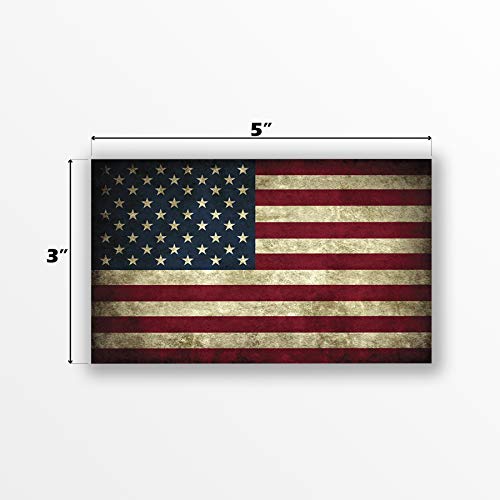 Vintage American Flag Vinyl Decal Sticker - 5 x 3 Inch Weatherproof USA Decal
