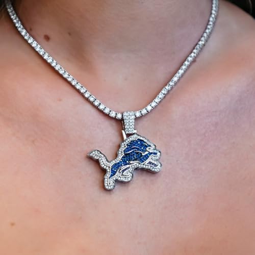 Detroit Lions NFL Logo Pendant - Gold Plated Iced Out Necklace