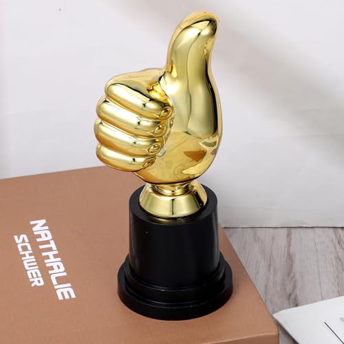 Golden Thumbs Up Trophy - 5 Inch Plastic Award for Events