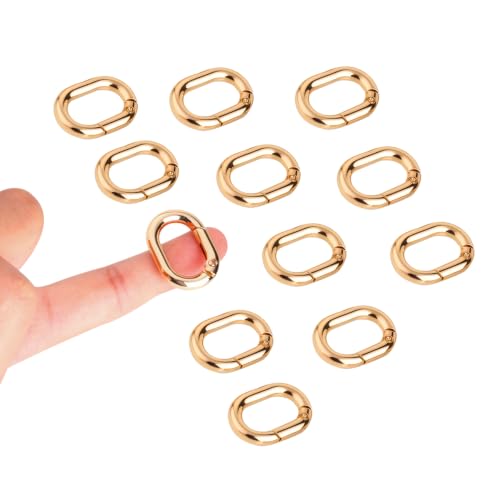 Mini Oval Carabiner Clips - 12Pcs Gold 1.15 Inch Spring Hook